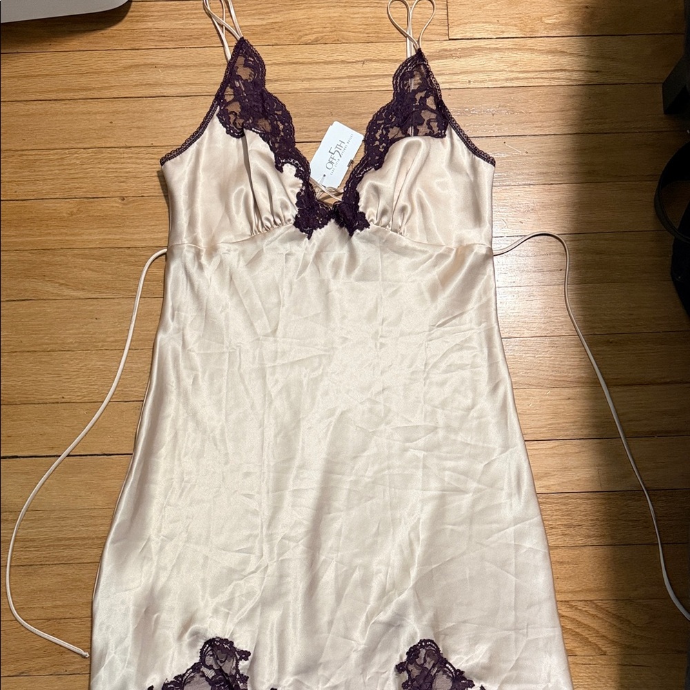 Elegant Cream and Purple Lace Chemise